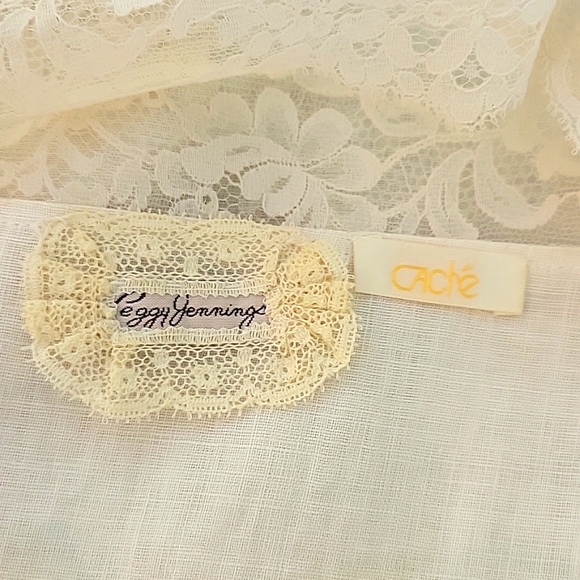 Vintage Peggy Jennings Cache Womens Linen Crew Neck Lace Dress - Picture 10 of 11